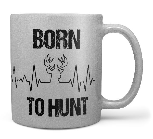 E-shop Hrnček Born to hunt – strieborný